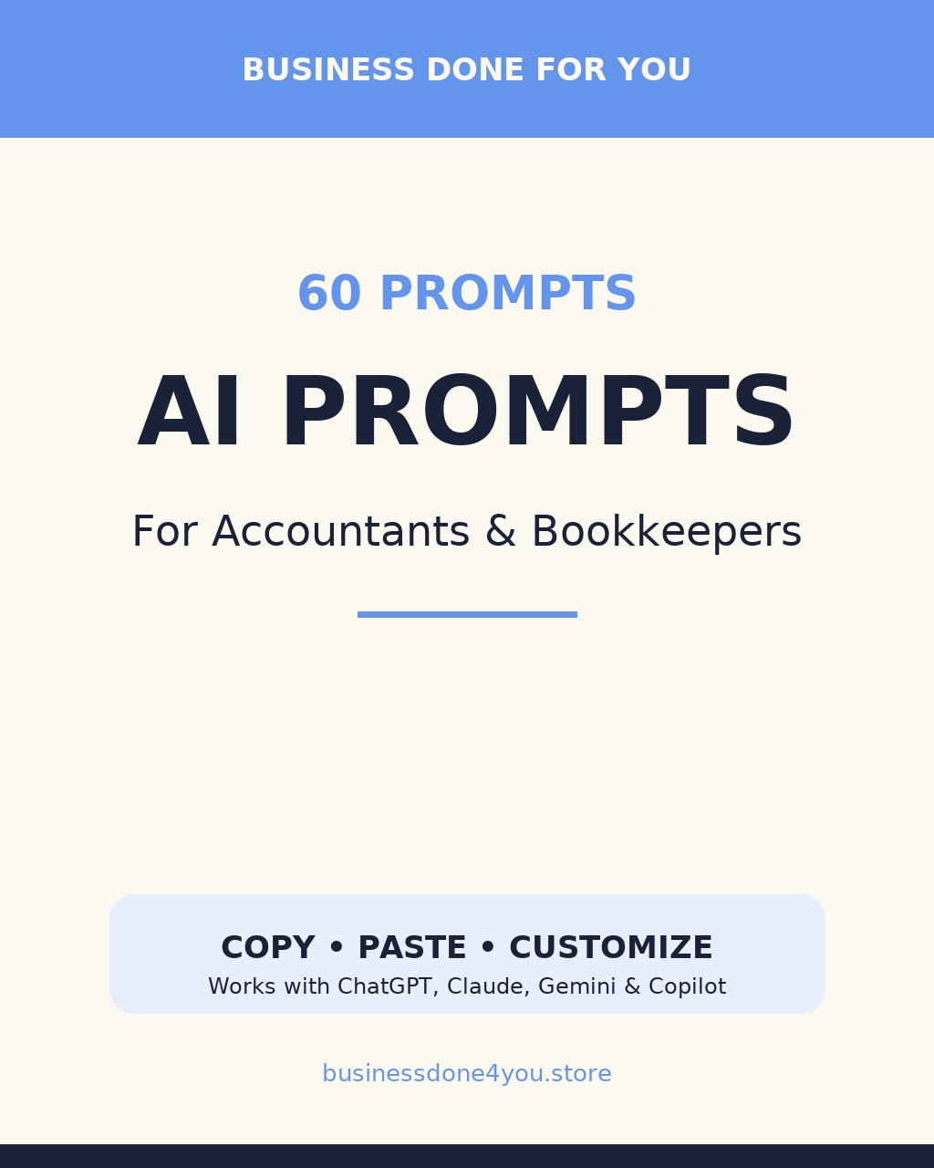 Cover of the 60 AI Prompts for Accountants & Bookkeepers PDF