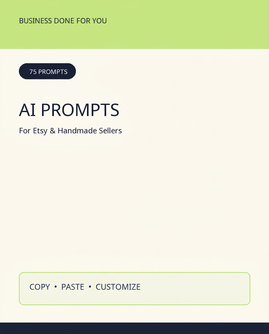 Cover of the 75 AI Prompts for Etsy & Handmade Sellers PDF