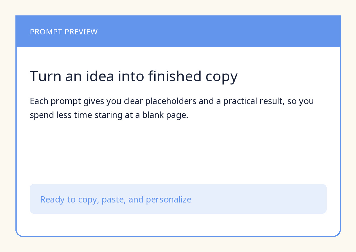 Sample page of prompts from the 100 AI Prompts for Small Business PDF