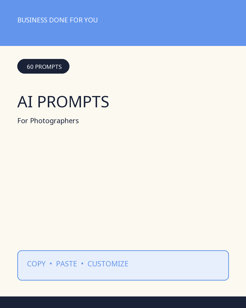 Cover of the 60 AI Prompts for Photographers PDF