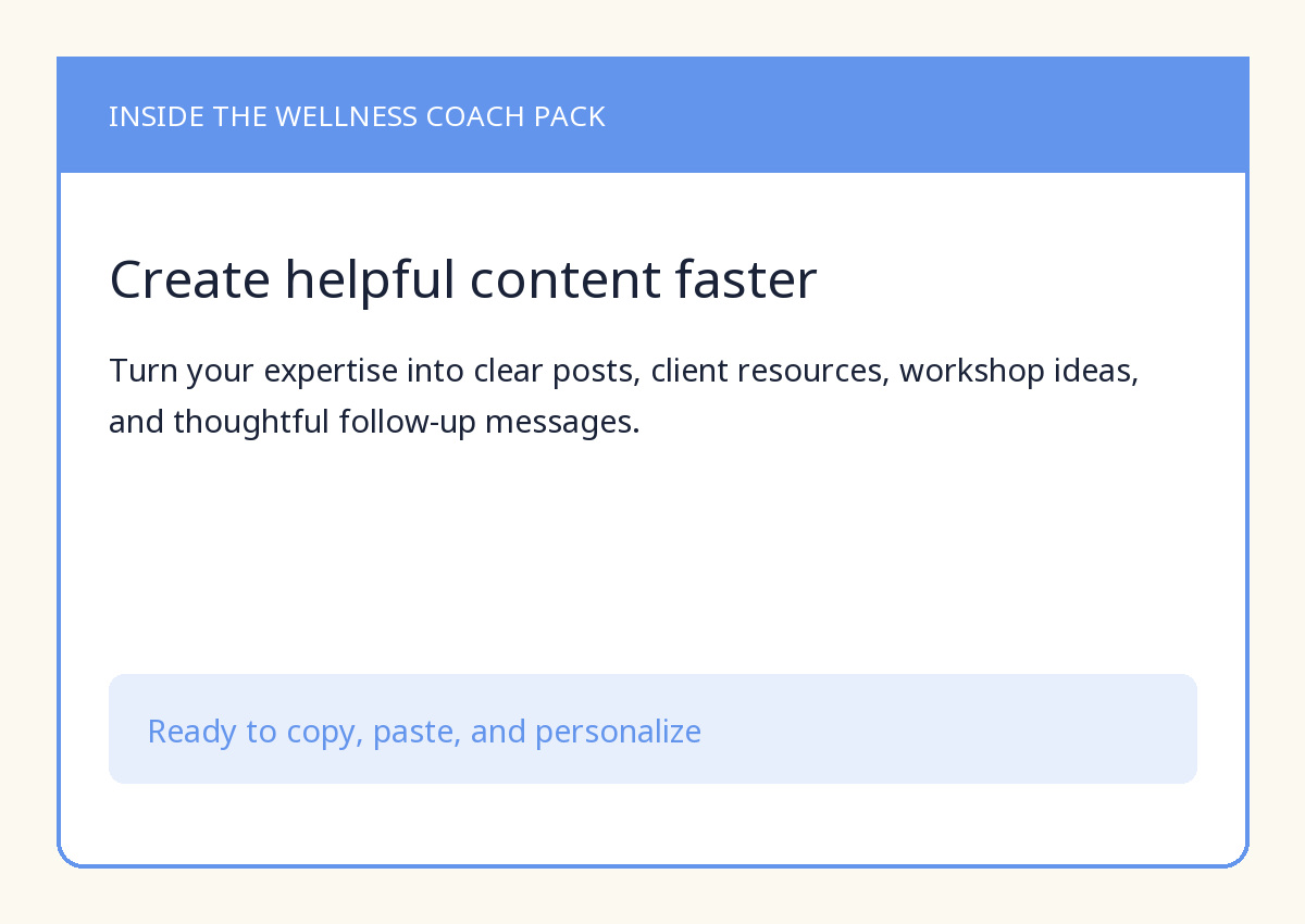 Sample page of prompts from the 80 AI Prompts for Wellness Coaches PDF